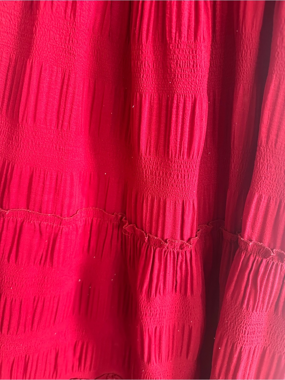 Zoco Daymaker Crimson Red Tiered Maxi Dress with Puff Sleeves - Picture 8 of 8